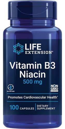 Life Extension Vitamina B3 Niacina 500mg 100 Capsulas 