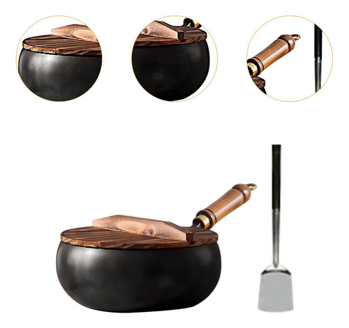 A 9.45 '' Wok De Fondo Plano De Hierro Wok Con Manija De