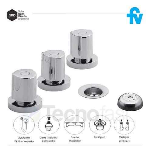 Grifería De Bidet Fv Radal 0295/c7 Cromo Con Transferencia