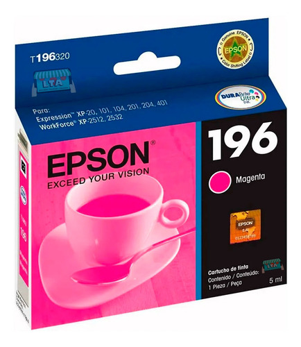 Cartucho Alta Capacidad Tinta Magenta Original Epson 196