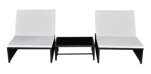Camastro 2 Uds Con Mesa Poly Rattan Negro M1