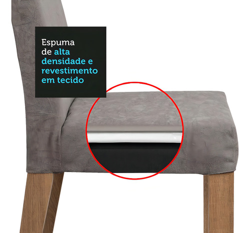 Sala Jantar Mesa Tampo Madeira 4 Cadeiras Agnes Madesa Rs Cor Rustic/Silver