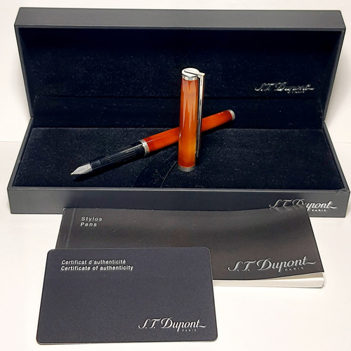 Origina Pluma Fuente S.t Dupont Nib 18k Plata 925 Laca China