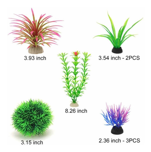 Imagen 2 de 5 de Paquete De 14 Plantas Artificiales Para Acuario Pecera Peces