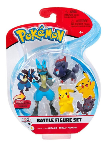 Pokemón Lucario + Zorua + Picachu Set 3pz