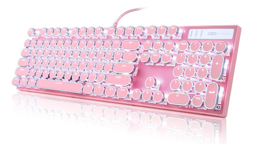 Teclado Mecánico Teclas Estilo Máquina De Escribir Con Luces