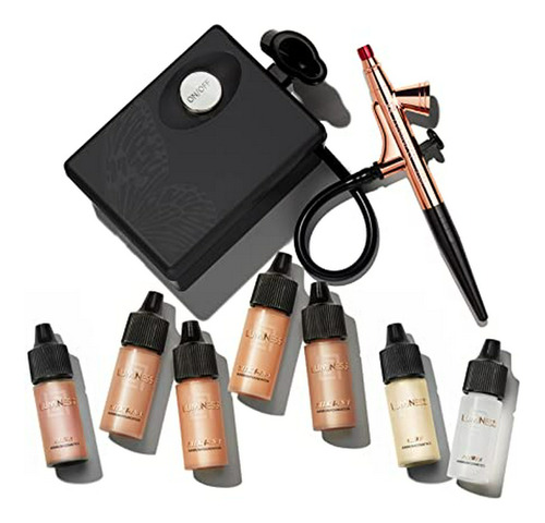 Kit Maquillaje Airbrush  + 9 Piezas Base Silk 4-en-1, Cobert