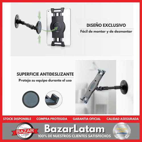 Imagen 4 de 10 de Soporte Tablet Pared Escritorio Brazo Regulable