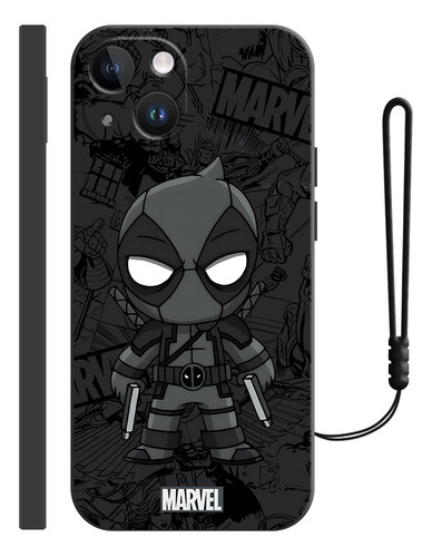 Funda De Silicona Para iPhone Diseño De Deadpool + Correas