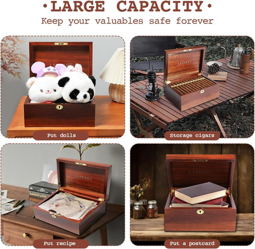 Caja De Madera Lxserey 100% Acacia Wood Storage Box Con Cerr