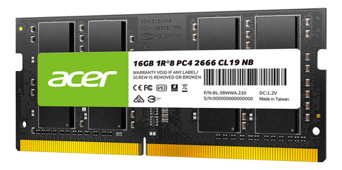 Memoria Ram Sodimm 16gb Ddr4 Acer Sd100 2666mhz Black