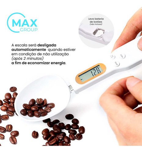 Colher Digital Lcd Dosador Medidor Balança Precisão Cozinha Cor Branco