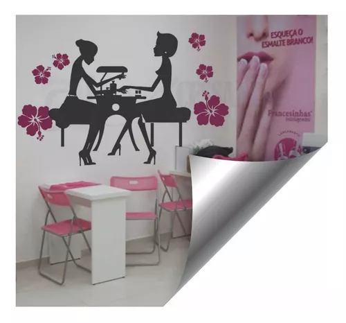 Adesivo Papel Parede Salão Beleza Estética Manicure Cabeleireiro Fácil  Aplicação Resultado Imediato Compre Pelo Celular em Promoção na Americanas