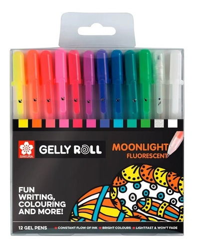 Set Sakura Gelly Roll Moonlight Fluorescent X 12 Roller