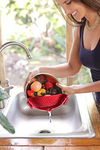 Colador De Cocina Con Clip De Rojo Oscuro Y Resistente