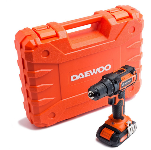 Taladro percutor atornillador inalámbrico de 10mm Daewoo DACD1800V2 18V + 1 batería de 1.5Ah + accesorios con maletín de transporte 220V