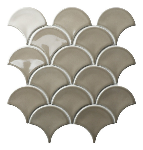 Fika Porcelanato Malla Fishscale Fan Shape Grey 29x27
