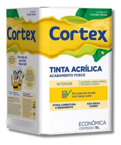 Tinta Acrílica Latex Cortex 18l Cor Branco