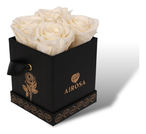 Rosas Preservadas Airosa Box 4 Color Blanco Caja Black