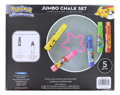 Set De Tizas Pokémon Jumbo Con Diseños Innovadores Y Soporte