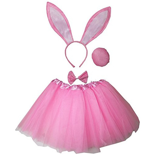 Disfraz De Niños Tutu Conjunto Conejito Rosa