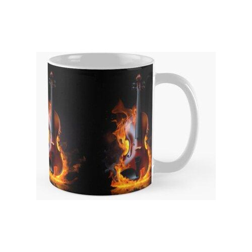 Taza La Silueta Atemporal Y Elegante De Un Violín Contra Un 