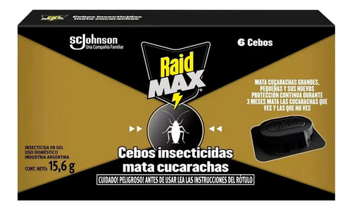 Raid Max Cebos Insecticidas Mata Cucarachas X6 6c