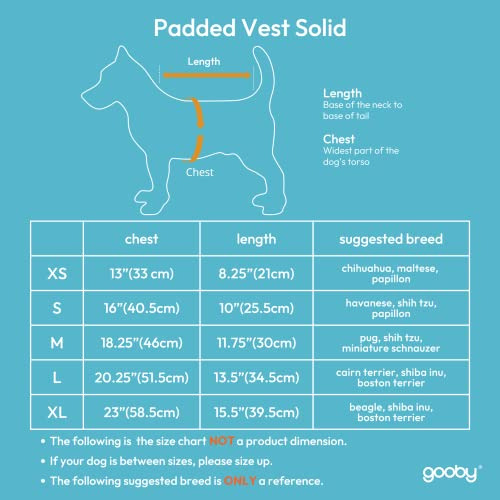 Gooby - Chaqueta Acolchada Para Perro, Color Negro Sólido,