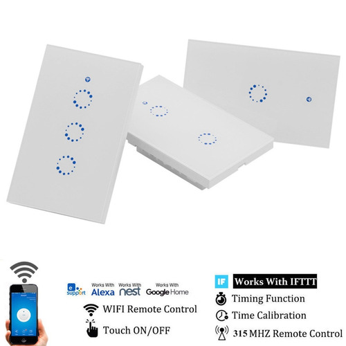Interruptor De Pared Touch Wifi De 3 Contactos