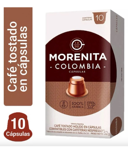 Cápsulas Café La Morenita Colombia X 10 Unidades