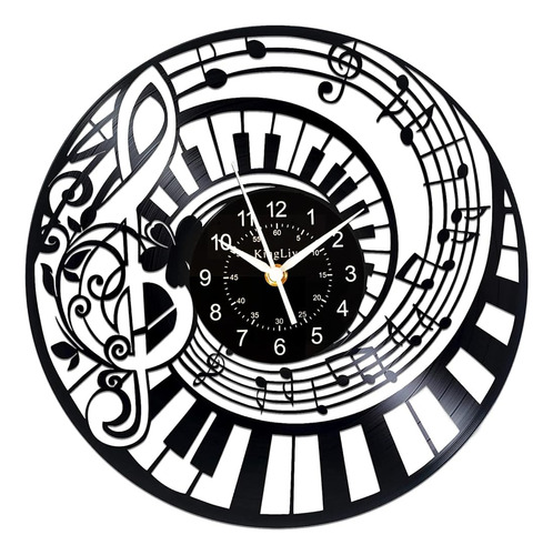 Kinglive Piano Music Clock, Reloj De Pared De Disco De Vinil