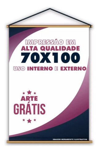 Banner Personalizado 70x100cm Lona Impressa Bastão Completo