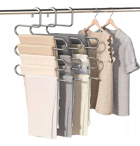 Pack 2 Colgador De Pantalones Metalico Gancho  Closet 