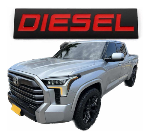 Emblema Diesel Metálico Negro Y Rojo Tapa Combustible Pickup