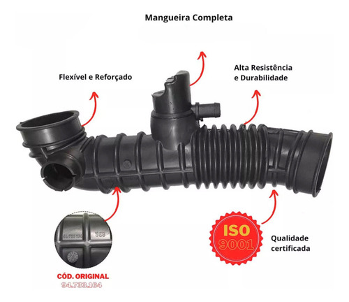 Mangueira Filtro Ar Tbi Cobalt Spin 2012-2016 E Abraçadeiras