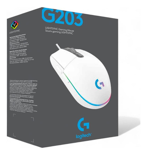 Mouse Gaming Logitech G203 Lightsync Blanco