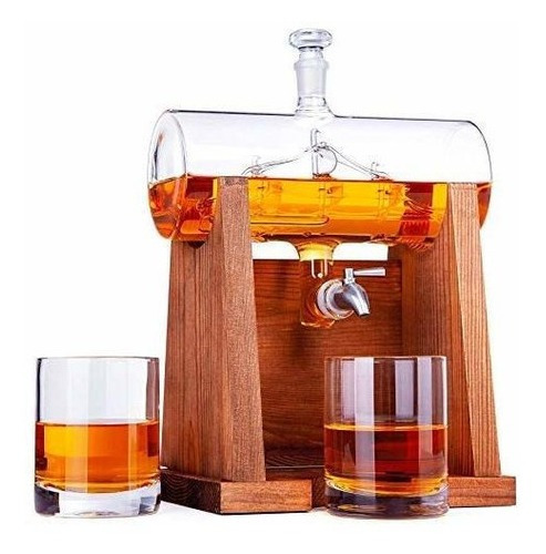 Decantador De Whisky De 42.3 Fl Oz, Con 2 Vasos 