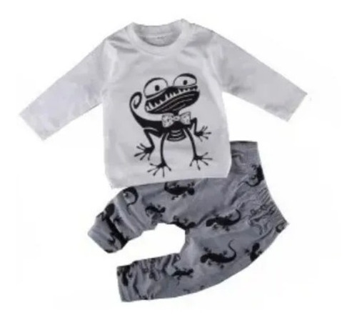 Imagen 1 de 1 de Pijama Polera Y Pantalón Algodón Estampado Bebé 12-18 Meses