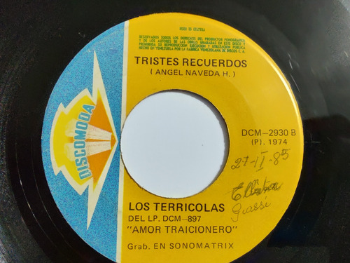 Vinilo Single De Los Terrícolas Cuesta Abajo (v49 