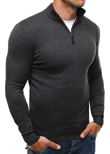 Jersey Liso De Punto Cerrado De Manga Larga Para Hombre Turt