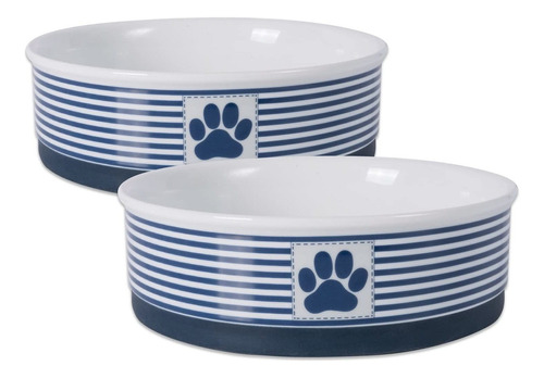 Rayas Parche Pata Pet Bowl Ceramica Coleccion