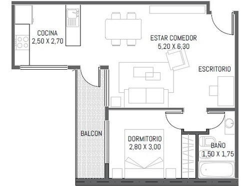 Imagen 2 de 8 de Departamento De 2 Ambientes Con Balcón