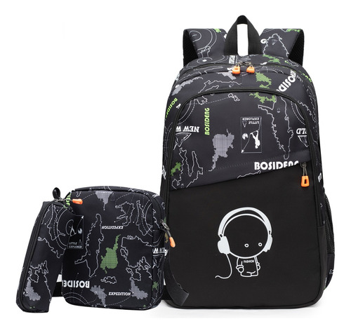 Mochila Antirrobo Laptop Mochila Luminosa Gran Capacid Logo Del Patrón Luminoso De Dibujos Animados Set 3 Caja De Lápiz De Bolsos De Escuela