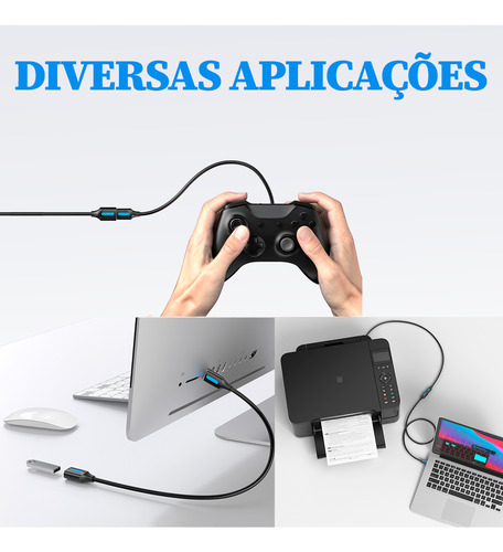 Cabo Extensor Usb 3.0 Macho X Usb Femea Ps4 Ps5 Vention 5m
