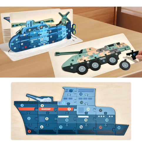 Juego De Rompecabezas De Madera Creativo Para Niños Barco