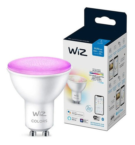 Imagen 4 de 8 de Foco Inteligente Led Wifi Wiz Color 4.9w Gu10 X2 Unidades