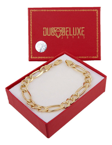 Pulsera Hombre Figaro L 8mm Plata Bañooro24k Duodeluxejoyas®