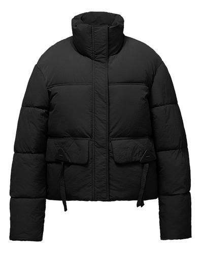 Abrigo Holgado De Algodón De Color Liso Con Cuello Alto Para