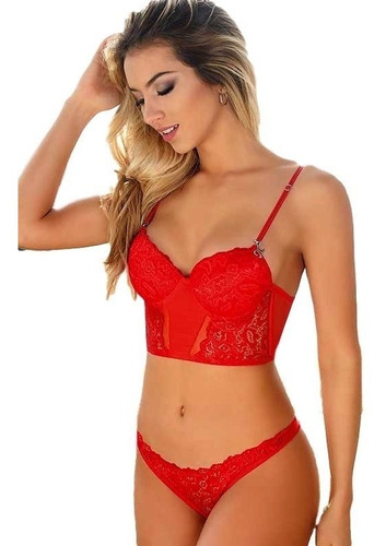 Conjunto Bustier Taza Soft Cola Less Maia 6025 Corsette Sexy