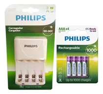 Comprar Carregador Philips Com 4 Pilhas Aaa 1000ma Recarregaveis Rtu